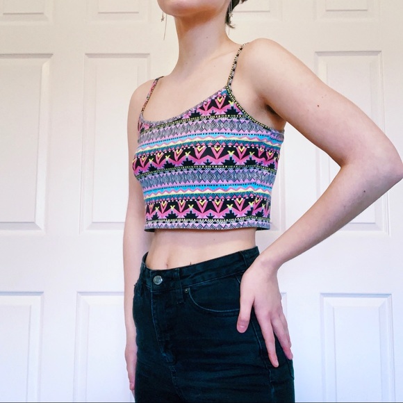 Multicoloured print crop top - Picture 3 of 3